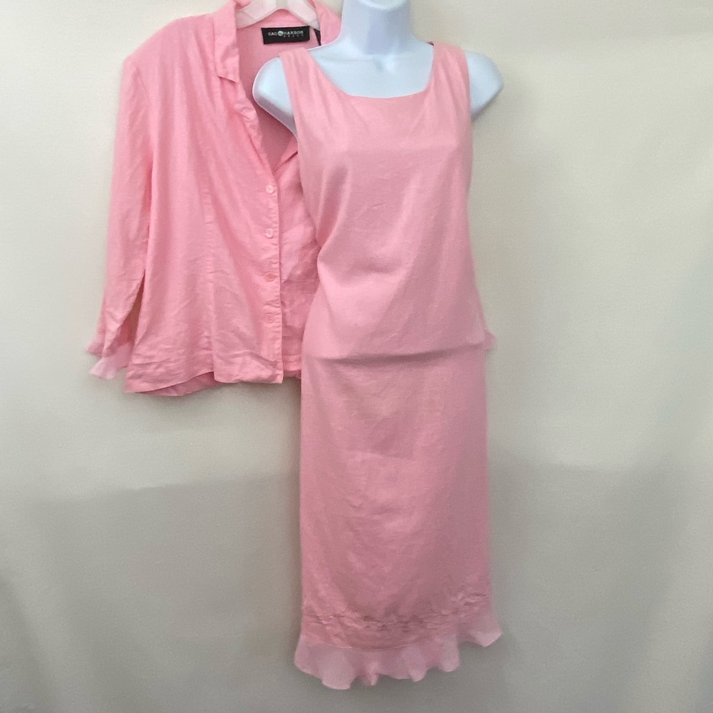 Vintage Barbie Pink Linen Dress & Blazer Set